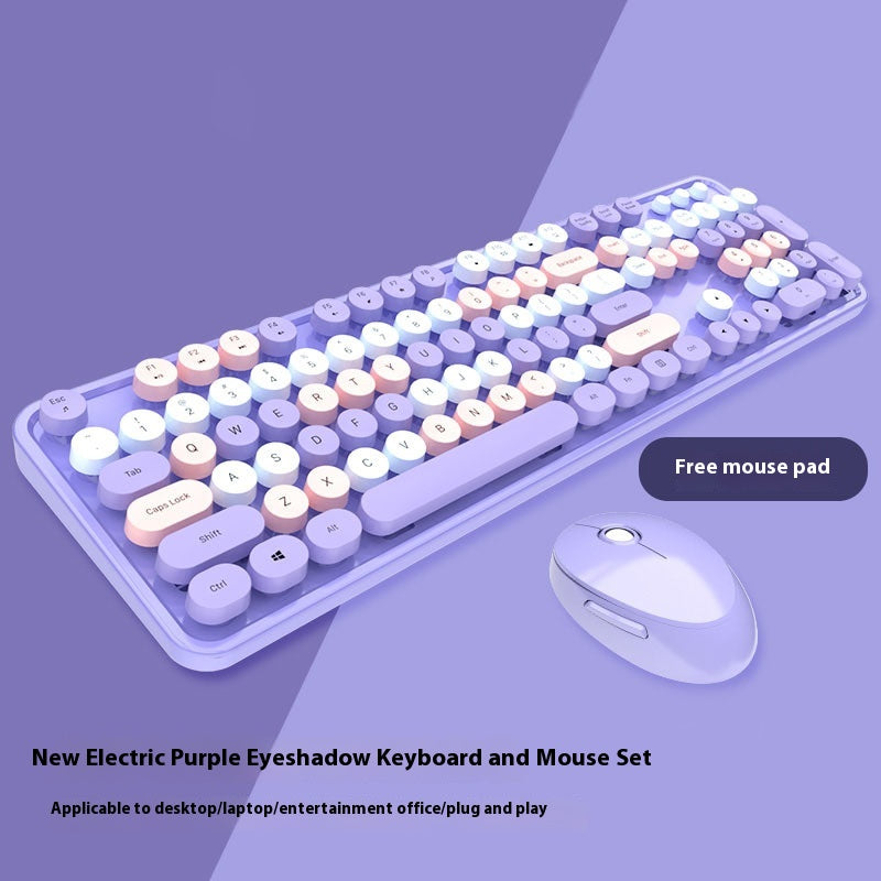 Aesthetic Wireless Keyboard & Mouse Combo - 13 Colourways | Purple, Pink, Blue, Green, Milk Tea & More
