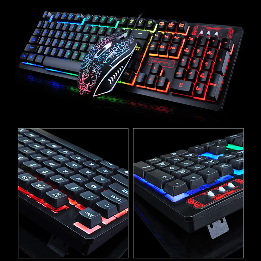 Wired Gaming Keyboard & Mouse Combo - 2400 DPI Mouse, Multimedia Keys | Black