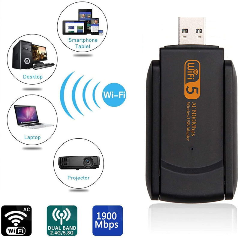 USB Wireless WiFi Adapter - Dual Band 2.4GHz/5.8GHz Network Card