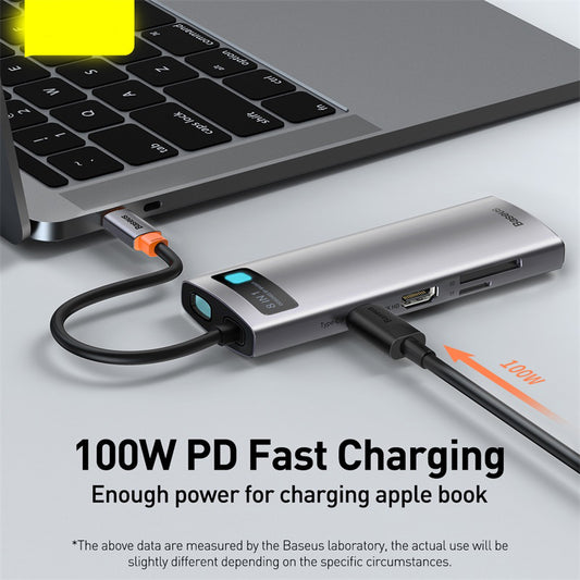 USB-C 6-in-1 Hub with 4K HDMI & Gigabit Ethernet - Premium Metal Docking Station