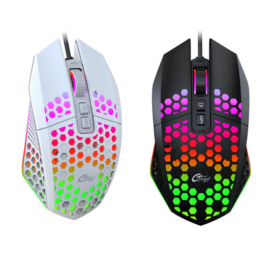 X801 Hollow RGB Wired Gaming Mouse - 8000 DPI, 7 Buttons, Touch Wheel