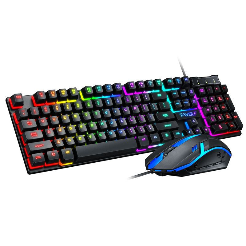 Wired LED Backlit Gaming Keyboard & Mouse Combo - 1600 DPI, Multimedia Keys, Ergonomic | White & Black