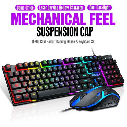 Wired LED Backlit Gaming Keyboard & Mouse Combo - 1600 DPI, Multimedia Keys, Ergonomic | White & Black