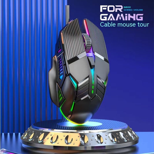 6-Button RGB Wired Gaming Mouse - Silent or Standard Click, 1.5m Cable | Black, White & Pink