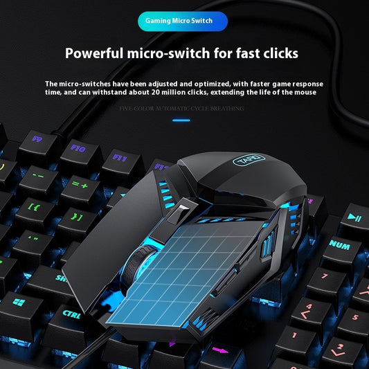 Luminous Wired Gaming Mouse - 6 Button USB Optical Mouse with LED Light
