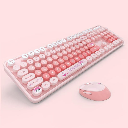 Aesthetic Wireless Keyboard & Mouse Combo - 13 Colourways | Purple, Pink, Blue, Green, Milk Tea & More
