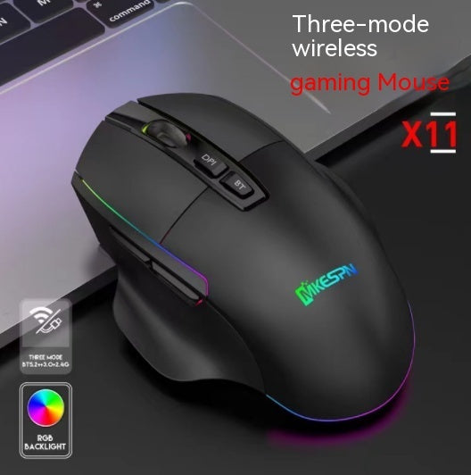Tri-Mode RGB Wireless Gaming Mouse - Bluetooth, 2.4GHz & Wired, 1600 DPI | USB Rechargeable