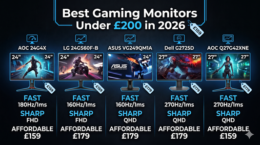 Best Gaming Monitors Under £200 in 2026 — a selection of fast, sharp, and affordable displays for every type of gamer