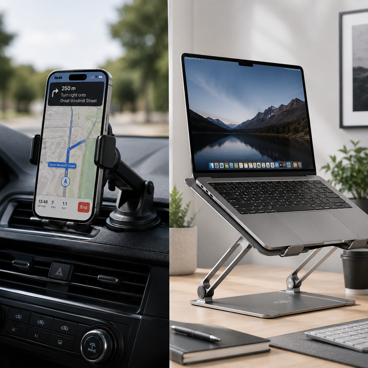 Stands, mounts and holders for monitors, laptops, phones and tablets