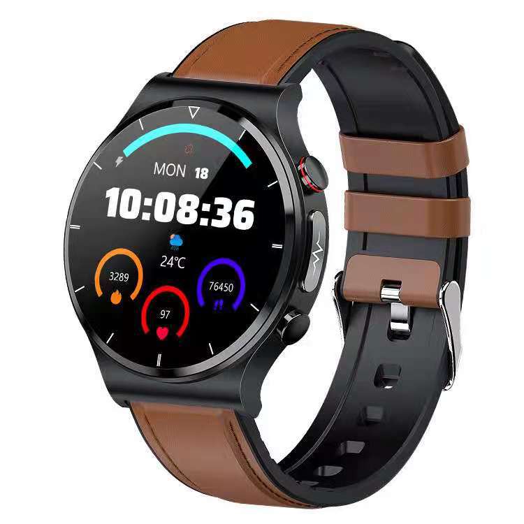 Smart Watch – 1.32" Wireless Charging, Metal Case & Premium Strap Options – Brown leather