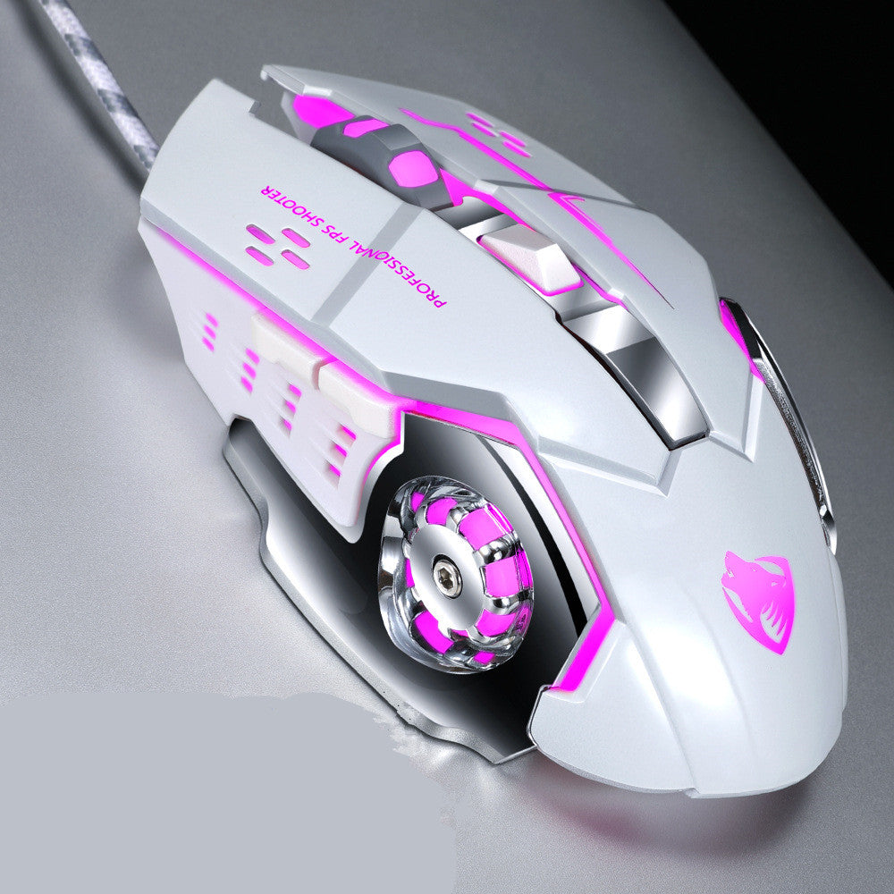Wired Ergonomic Gaming Mouse - 1600 DPI, 4-Gear, Touch Wheel, 6 Buttons | 1.2m Cable | Blue, Gray, Black & White