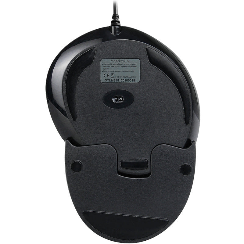 Wired Ergonomic Vertical Mouse with Detachable Palm Rest | ABS, Wrist Support | Black