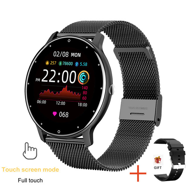 PulseMate Pro Smart Watch – Health & Fitness Tracker with Heart Rate & Weather – Blue mesh belt