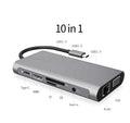 10-in-1 USB-C Docking Station - 4K HDMI, VGA, Ethernet, 3x USB 3.0, SD/TF, Audio