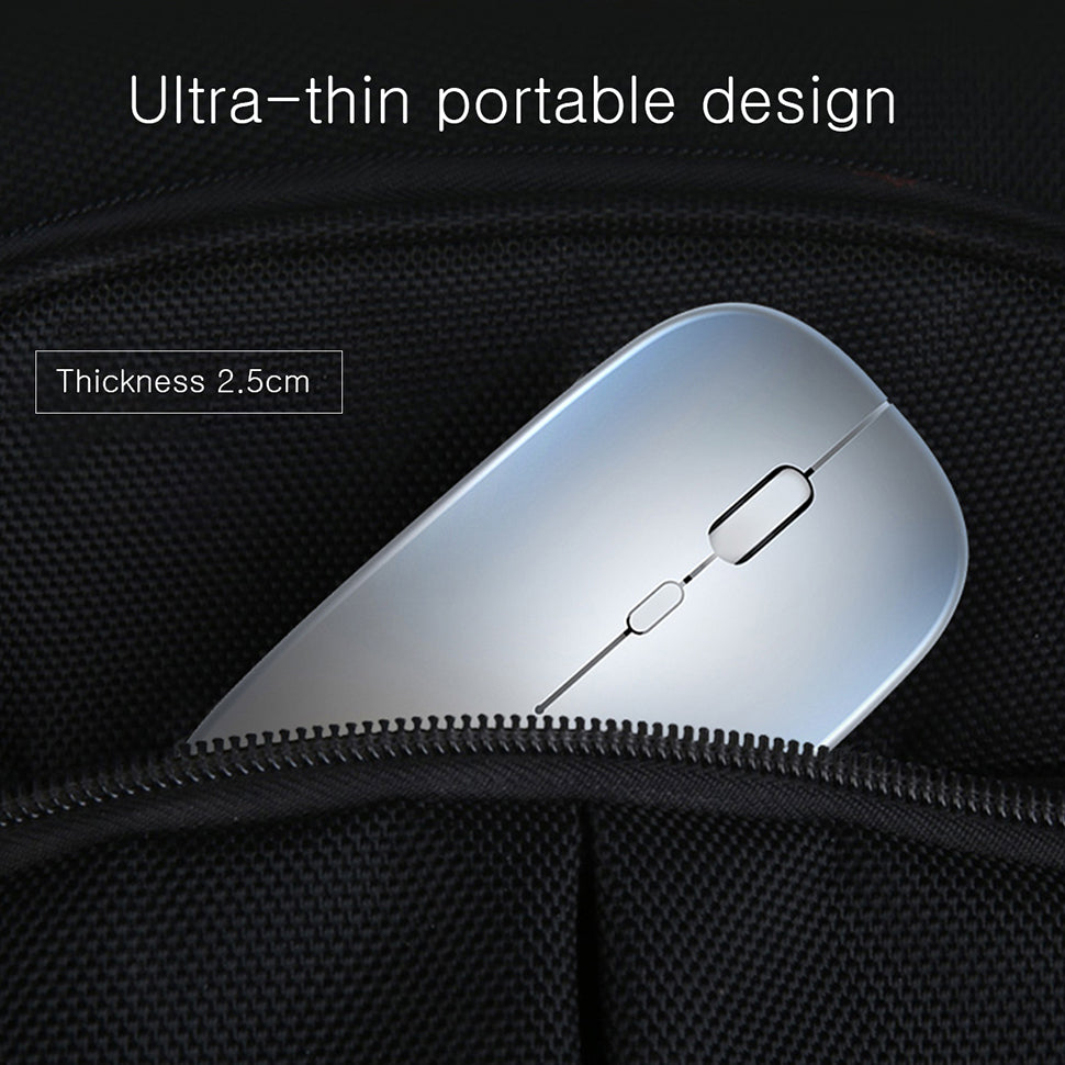 Silent Rechargeable Wireless Mouse - 1600 DPI, Four-Way Scroll, 2.4GHz | White, Silver, Black & Rose