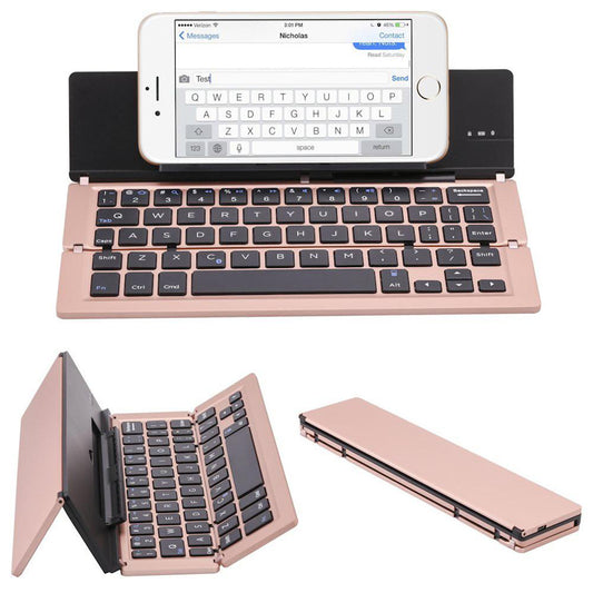 3-Fold Ultra-Thin Bluetooth Keyboard - 100hr Battery, Metal & ABS | Apple, Android & Windows
