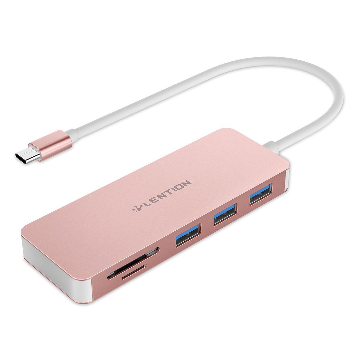 USB 3.0 Hub with SD & MicroSD Card Reader - 5-in-1 Expansion