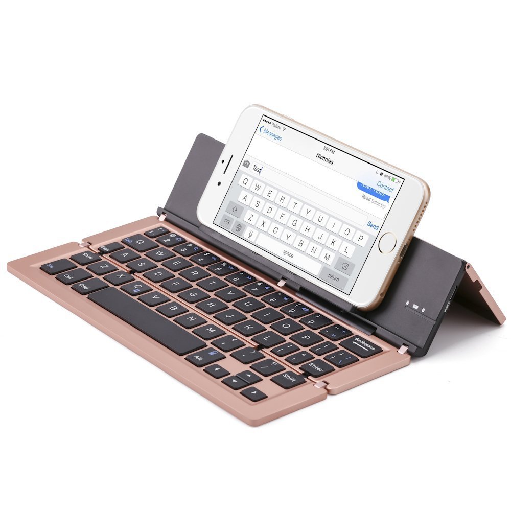 F18 3-Fold Aluminium Bluetooth Keyboard - 58 Keys, 10m Range, 50M Keystroke Life