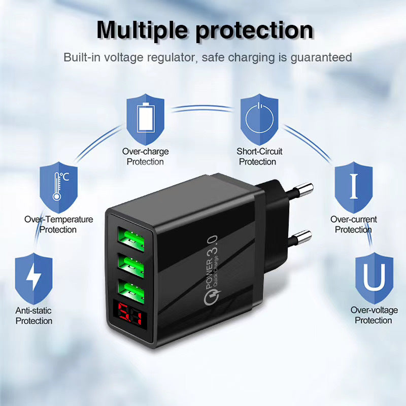 Quick Charge USB Wall Charger with LED Indicator - Universal Fast Charging