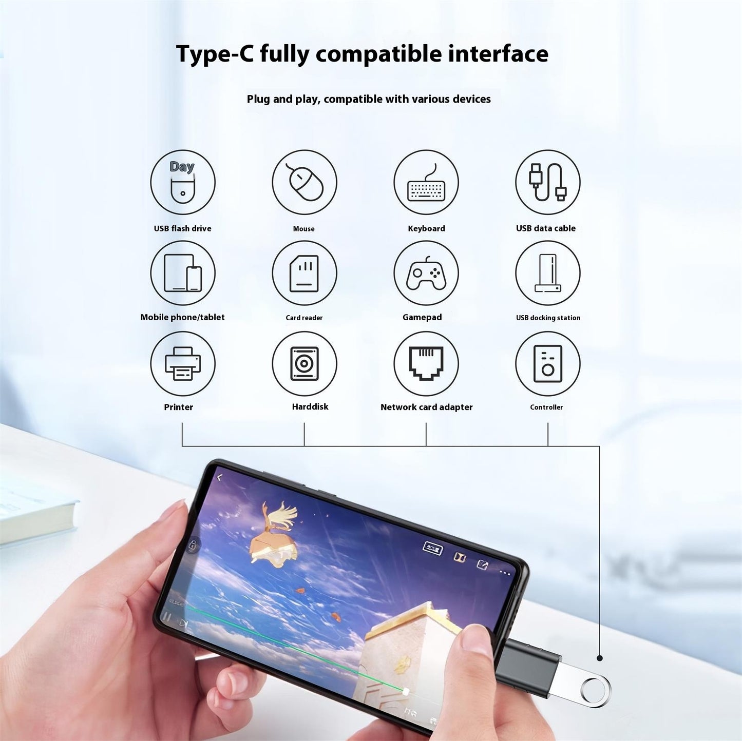 USB-C to USB-C Adapter - 10Gbps Data Transfer, Zinc Alloy, Compact