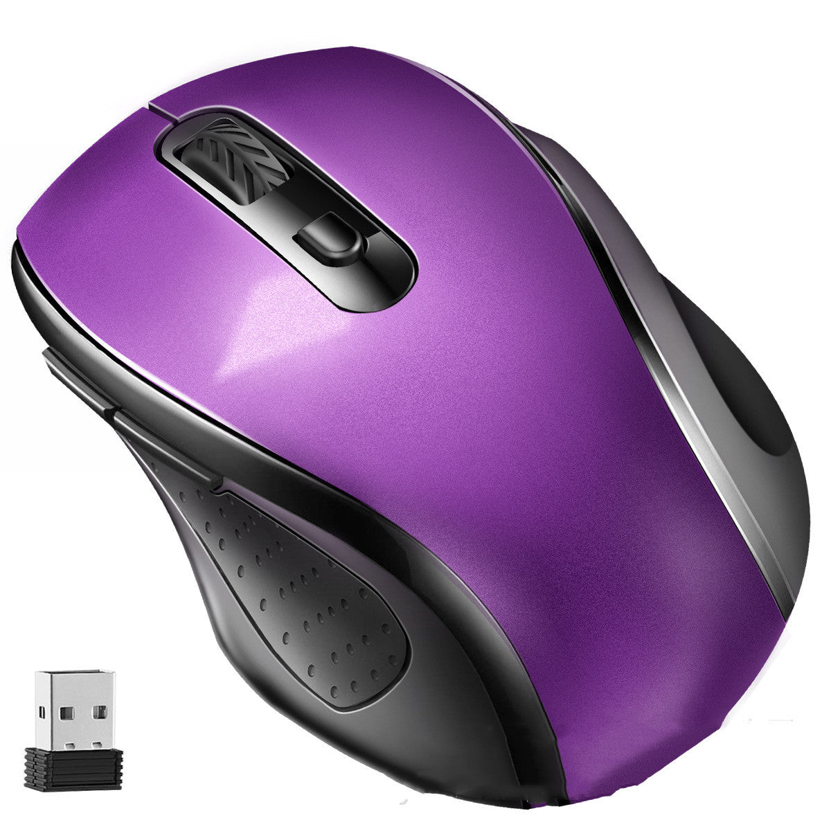 2.4GHz Wireless Mouse - 1600 DPI, 6 Buttons, Four-Way Scroll, 10m Range | White, Blue, Black & Purple