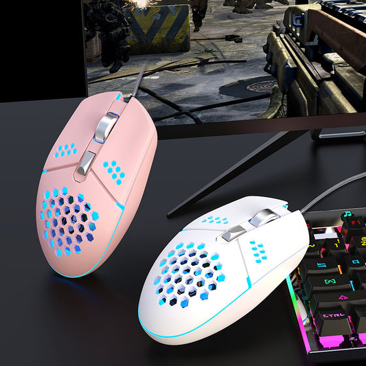 Wired Gaming Mouse with Built-In Cooling Fan - 7-Colour RGB, 3200 DPI, 6 Buttons | Black, White & Pink