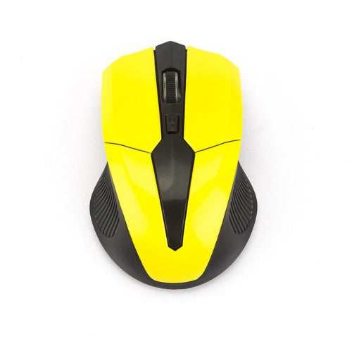 Wireless Gaming Mouse 2.4G USB | 4-Button 1600 DPI | Yellow, Gray & Red