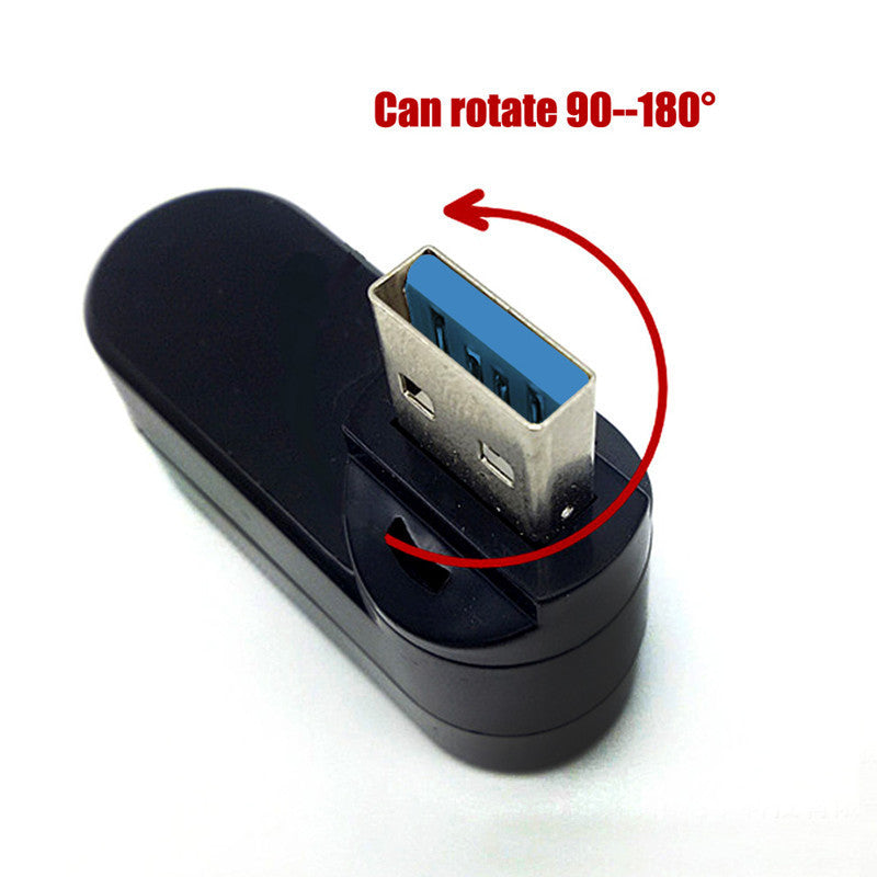 3-Port USB 3.0 Rotary Hub - 5Gbps High-Speed with Current Protection