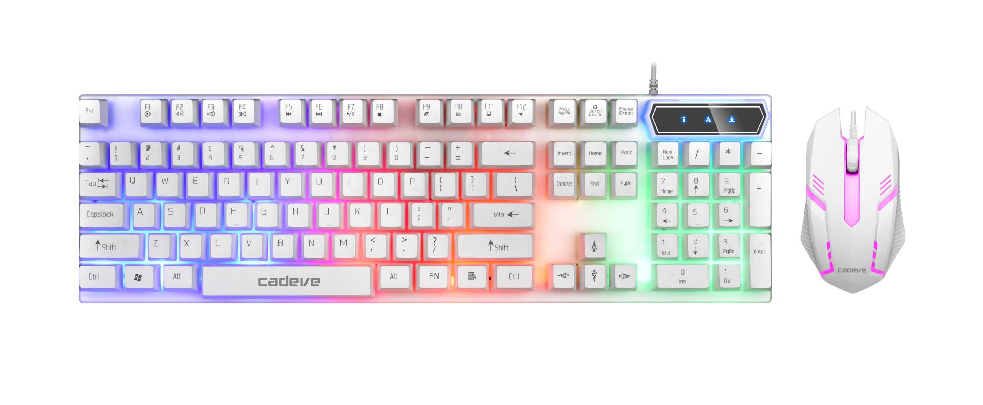 T350 Wired Backlit Keyboard & Mouse Combo - Crater Key Design, ABS | Black & White