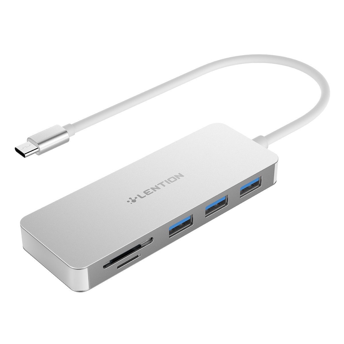 USB 3.0 Hub with SD & MicroSD Card Reader - 5-in-1 Expansion
