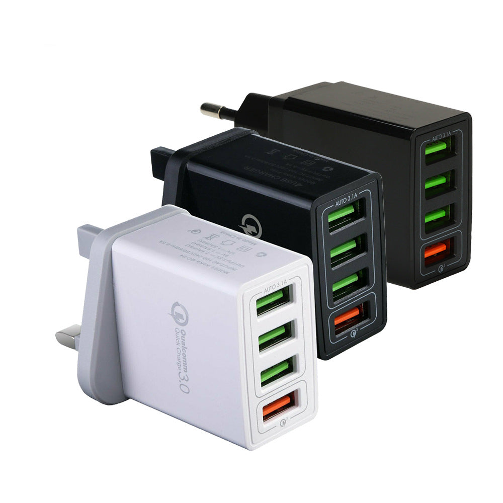 4-Port USB Fast Charger with QC3.0 Quick Charge - Smart Multi-Device Charging