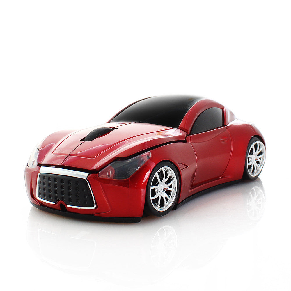 Sports Car-Shaped Wireless Mouse - 1600 DPI, Built-In Dongle Storage | Green, Blue, Silver, Black & Red