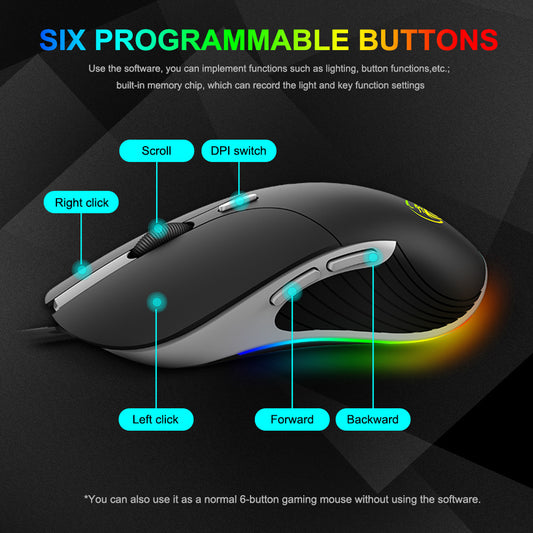 LED Gaming Mouse – 6400 DPI Ergonomic USB Mouse with 7 Buttons – A style