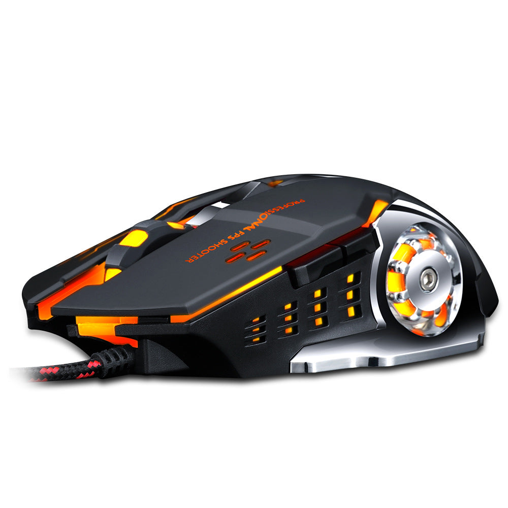 Wired Ergonomic Gaming Mouse - 1600 DPI, 4-Gear, Touch Wheel, 6 Buttons | 1.2m Cable | Blue, Gray, Black & White