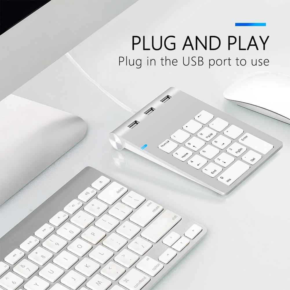 USB 2.0 Numeric Keypad - 18-Key Wired Number Pad, Plug & Play, Universal