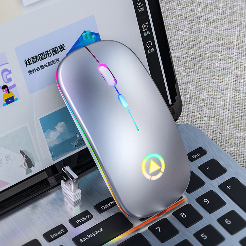 Silent Rechargeable Wireless Mouse - 1600 DPI, Four-Way Scroll, 2.4GHz | White, Silver, Black & Rose