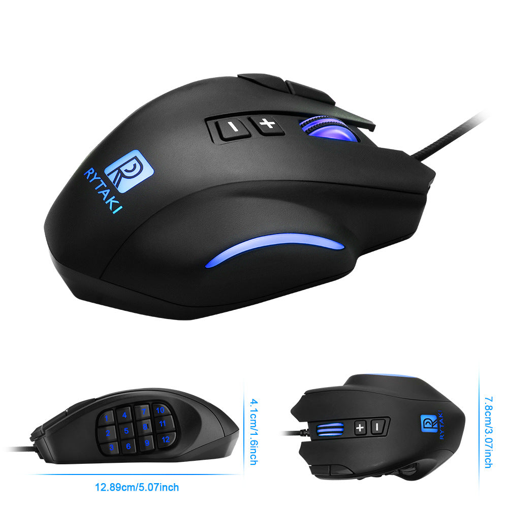High-Precision Laser Gaming Mouse - 24000 DPI, 16 Buttons, 4-Way Scroll