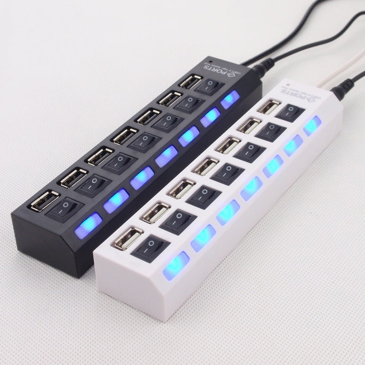 7-Port USB Hub with Individual Switches - Control Each Port Independently