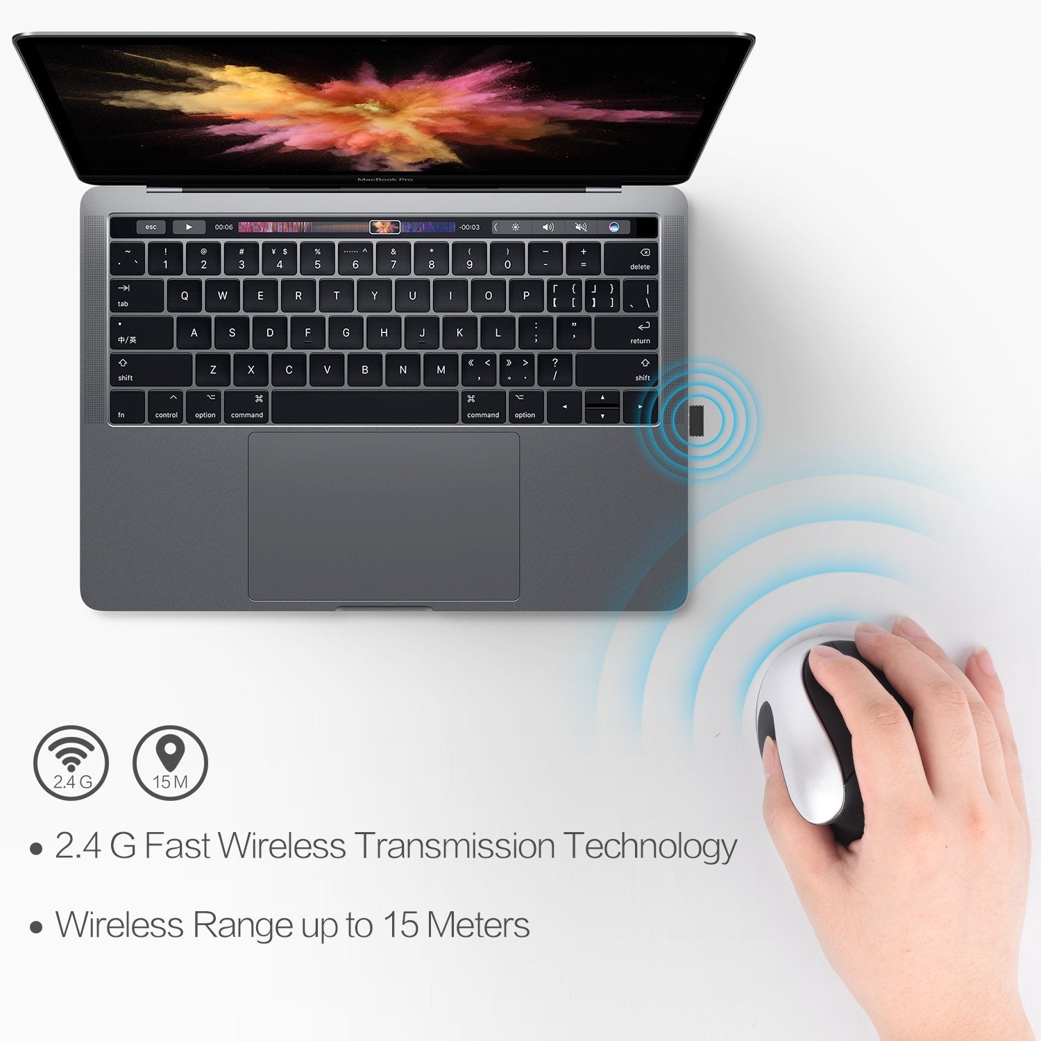 Vertical Ergonomic Rechargeable Wireless Mouse - 2400 DPI, 6-Gear, 6 Buttons | USB Charging