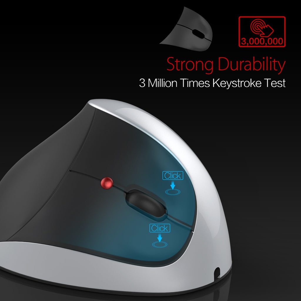 Vertical Ergonomic Rechargeable Wireless Mouse - 2400 DPI, 6-Gear, 6 Buttons | USB Charging