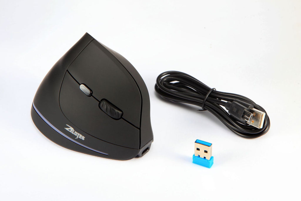 F35 Wireless Vertical Gaming Mouse - 1600 DPI, 6 Buttons, USB Rechargeable | Black