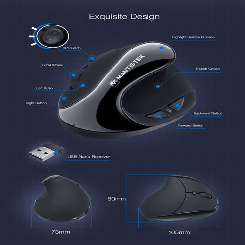 2.4GHz Wireless Ergonomic Vertical Mouse – view 2