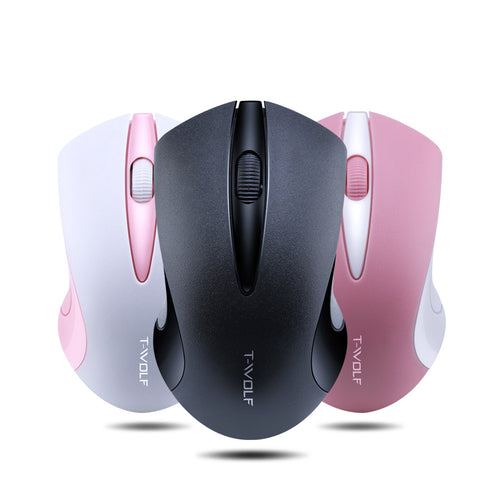 2.4GHz Wireless Business Mouse - 1600 DPI, Touch Scroll Wheel, Ergonomic | Pink, White & Black