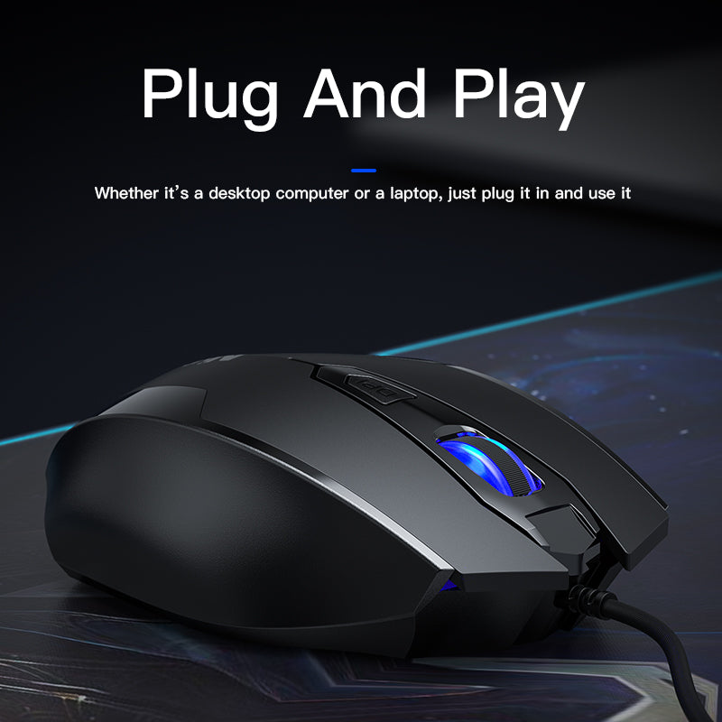 USB Wired Gaming Mouse - 4-Gear DPI, 6 Buttons, Macro Programming