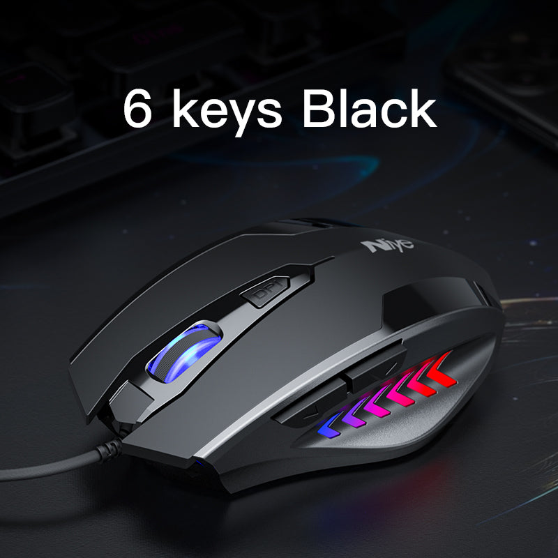 USB Wired Gaming Mouse - 4-Gear DPI, 6 Buttons, Macro Programming