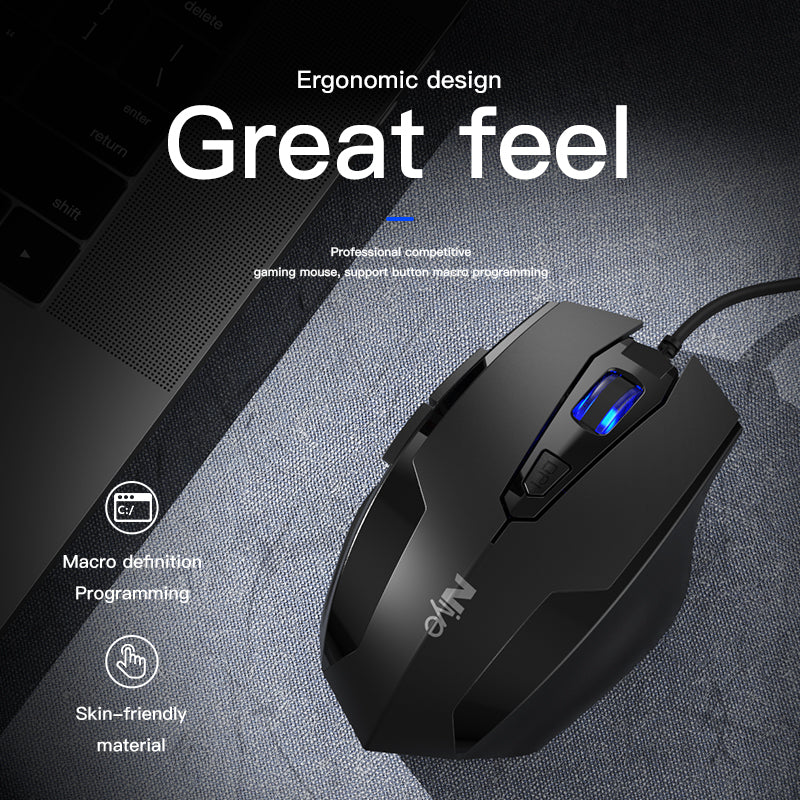 USB Wired Gaming Mouse - 4-Gear DPI, 6 Buttons, Macro Programming