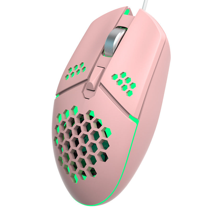 Wired Gaming Mouse with Built-In Cooling Fan - 7-Colour RGB, 3200 DPI, 6 Buttons | Black, White & Pink