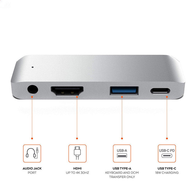 4-in-1 USB-C Hub - HDMI, 3.5mm Audio, USB 3.0, PD Charging