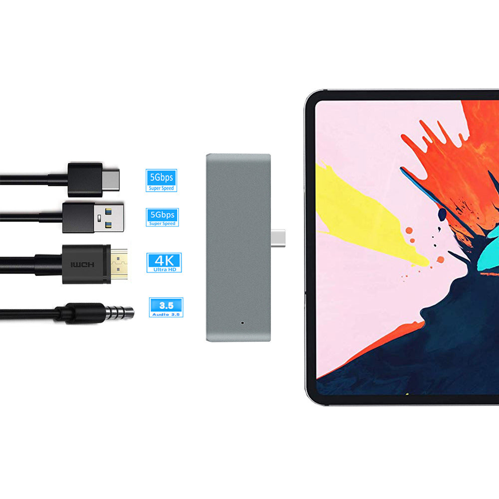 4-in-1 USB-C Hub - HDMI, 3.5mm Audio, USB 3.0, PD Charging