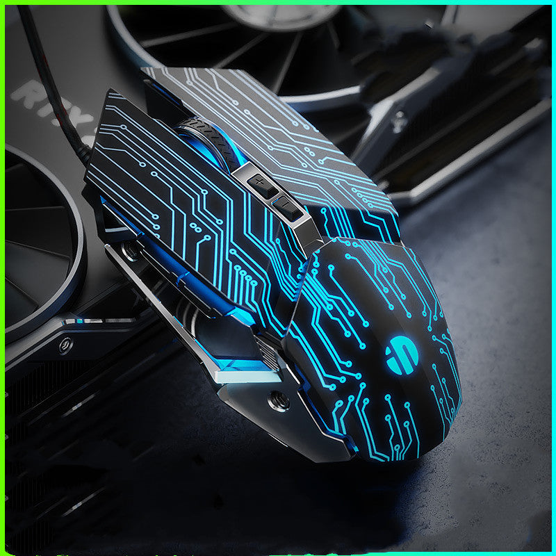 Wired Gaming Mouse - 4800 DPI, 5-Gear, 6-Button Macro, Four-Way Scroll | Yellow, Blue, Red, Pink & Light Blue